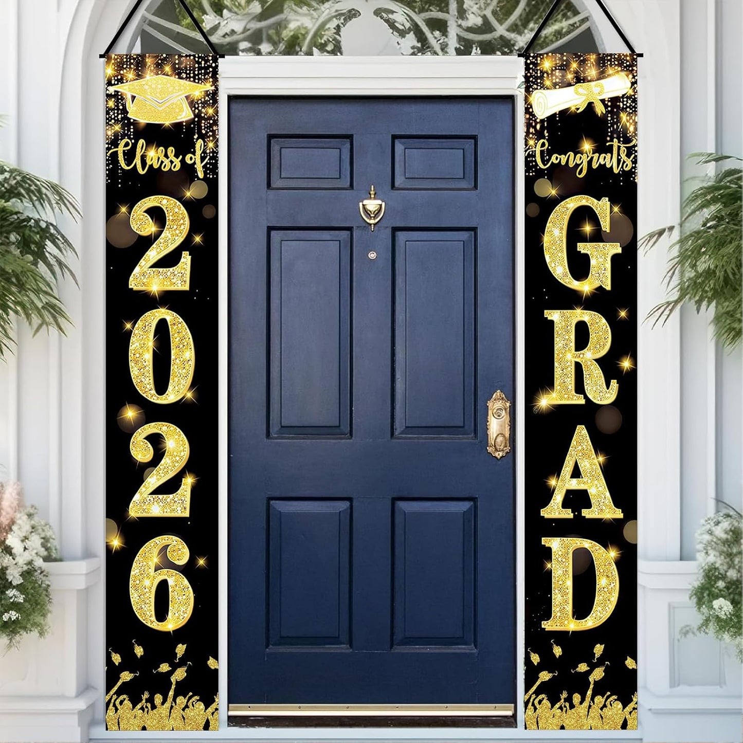 Black and Gold Graduation Porch Banner